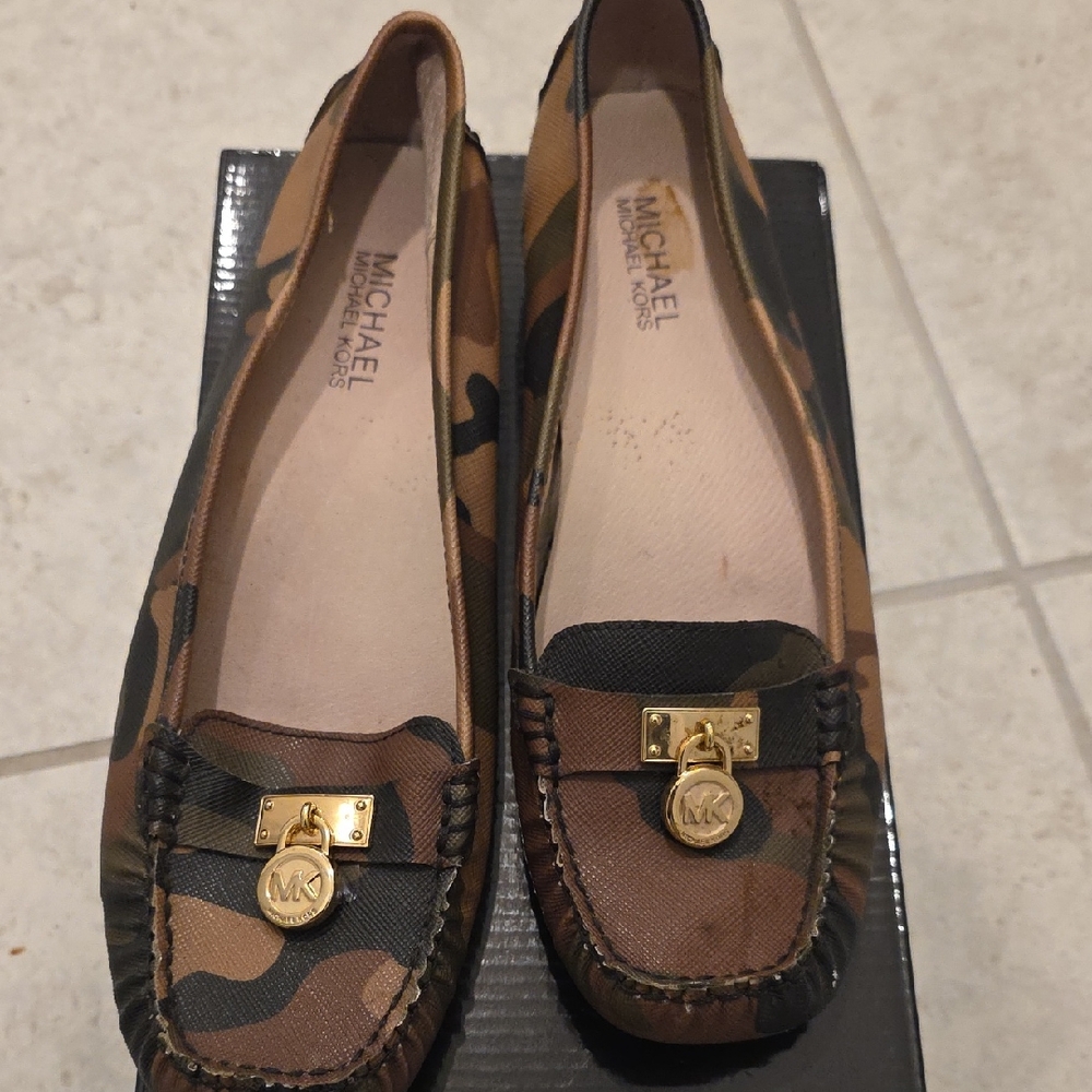 Michael Kors Camouflage Loafers with Gold Detail